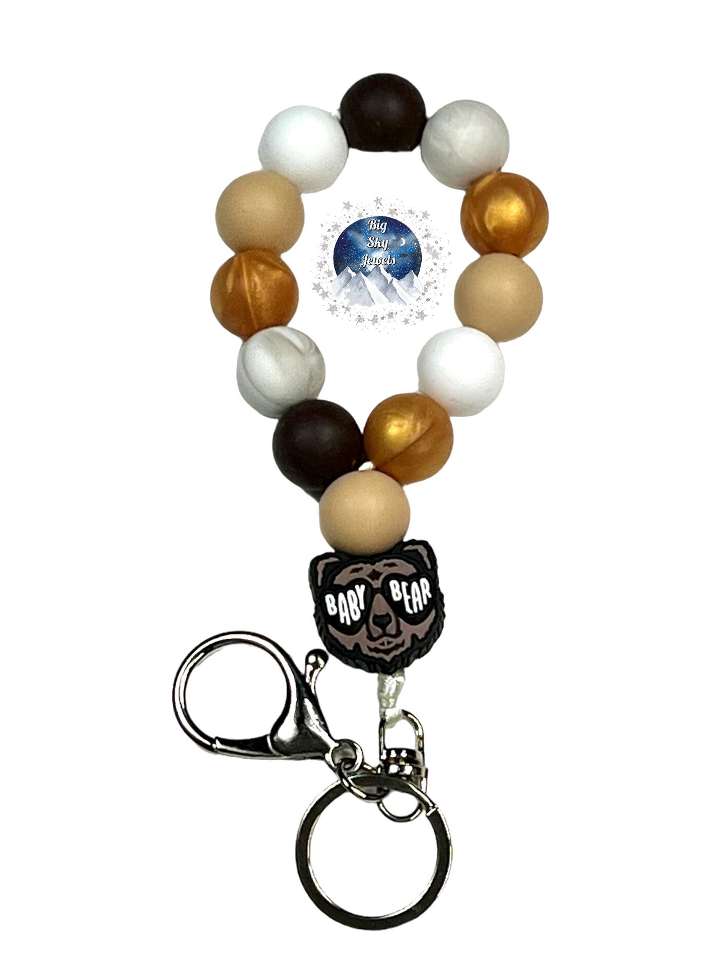 Baby Bear Silicone Teardrop Keychain Dark Brown, Gold, White, Oatmeal, & Marble Ages 8+ Kids or Ladies Western West Multiple Variation Listing