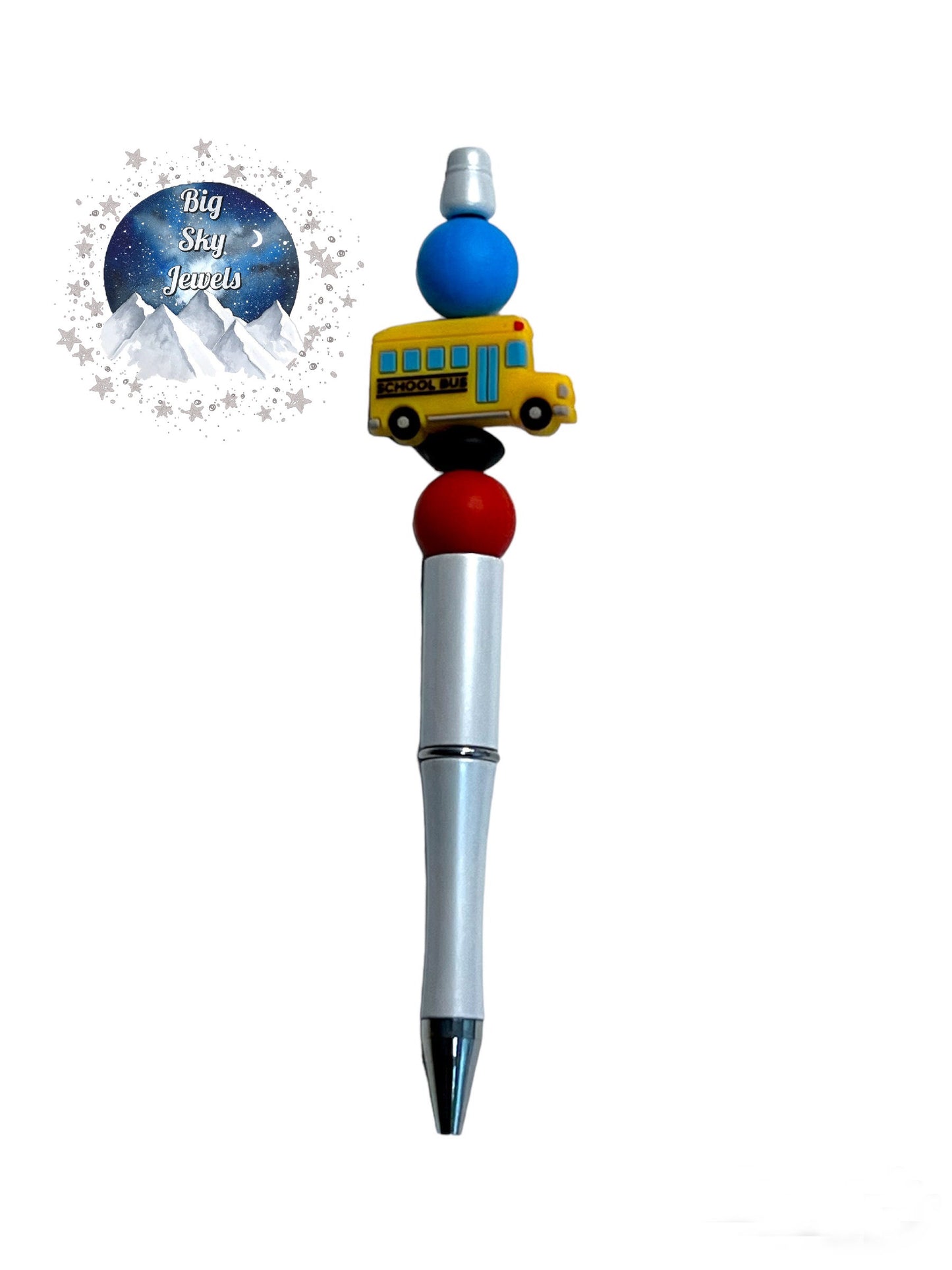 School Bus Pen Blue, Red, White School Ages 5+ Kids, Ladies Men