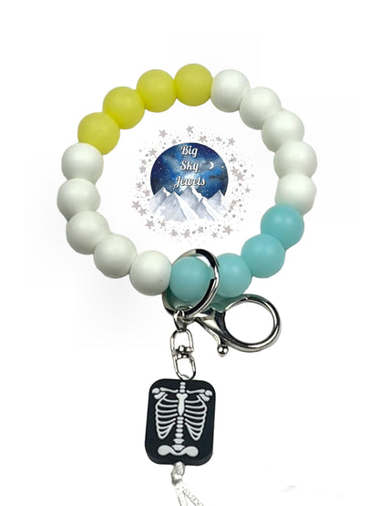 X Ray Glow in the Dark Wristlet Keychain Silicone, Radioactive, Blue, Yellow, & White Ages 8+ Kids, Ladies Men