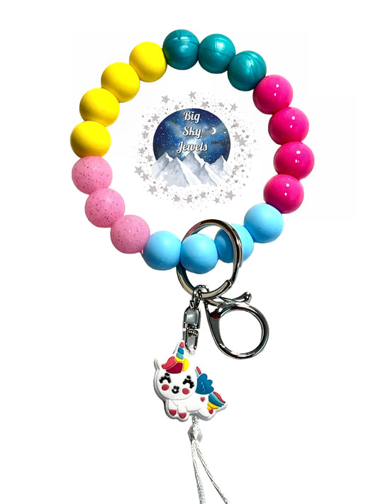 Unicorn Wristlet Keychain Pink Glitter, Turquoise Pearl, Yellow, Liquid Pink, and Blue Ages 8+ Kids Ladies Moms Men