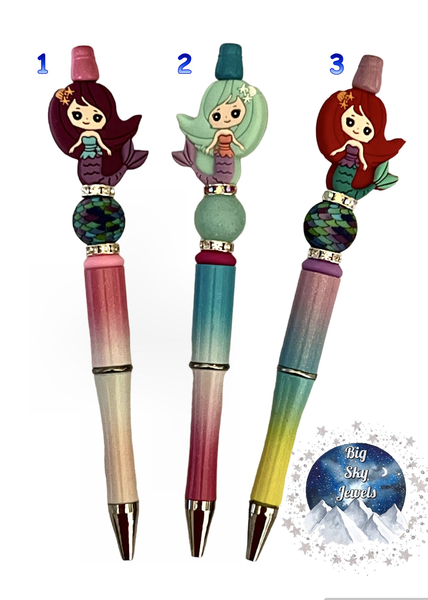 Mermaid Ombre Pen, Pink, Purple, and Yellow ETC Ages 5+ Kids or Ladies Moms Men Mermaids Glitter Scales Multiple Variation Listing