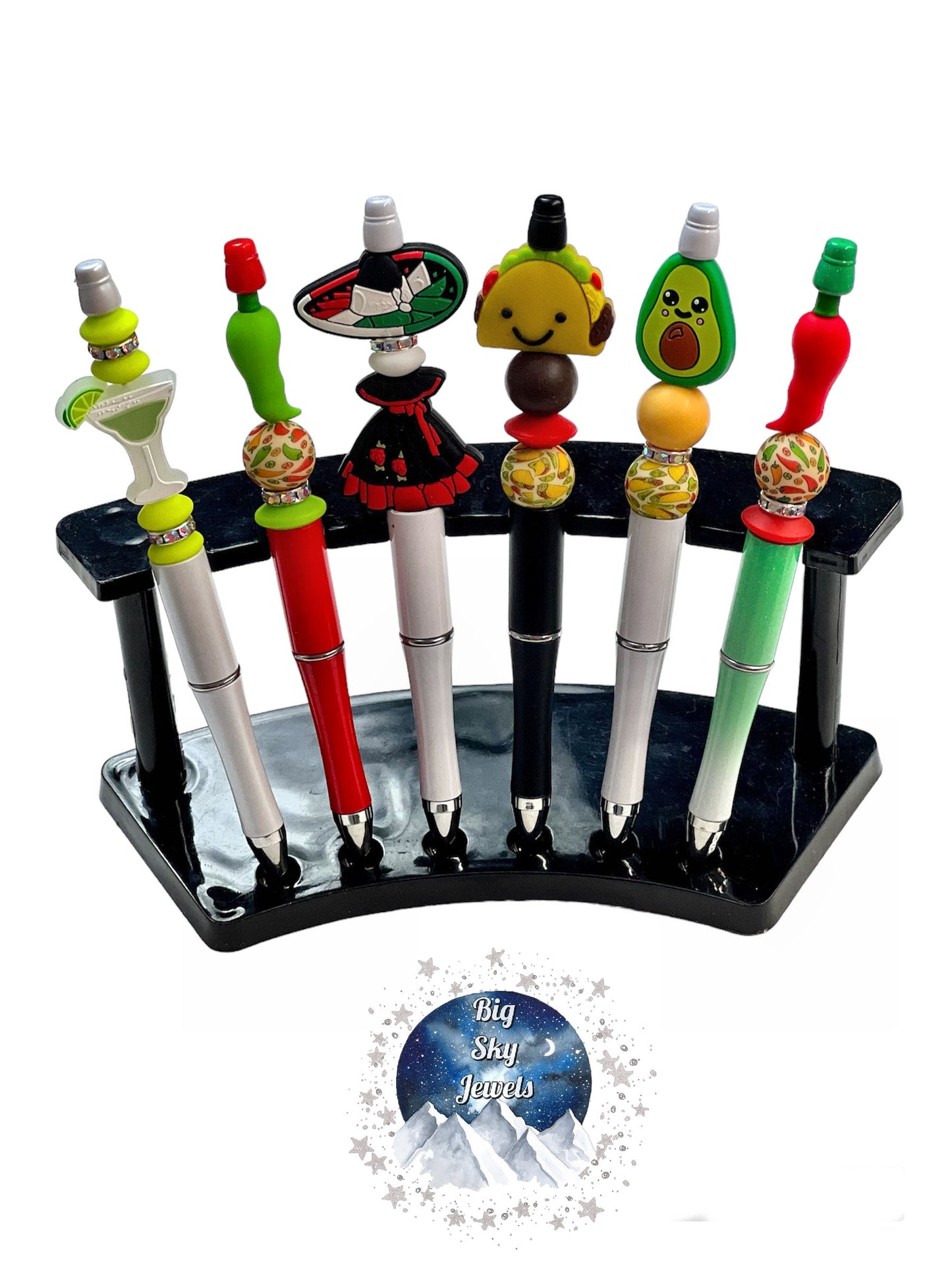 Mexican Fiesta Silicone Pen, Margarita, Spicy Hot Green Pepper, Sombrero Hat & Dress, Taco, Avocado & Spicy Hot Red Pepper Ages 5+ Kids or Ladies Moms Men Mexico Food Drink Night Multiple Variation Listing