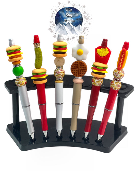 Food Silicone Pen Choices are Chicken Sandwich, Fry's & Cheeseburger, Cheeseburger, Egg w/waffle, Hotdog Or Pickle w/Cheeseburger, Ages 5+ Kids or Ladies, Men Multiple Variation Listing Fast Food