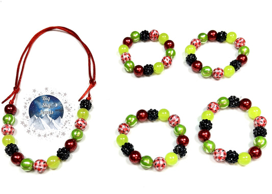 Watermelon Picnic MINI BEAD Bubblegum Necklace OR Bracelet Ants Red & Green Ages 3+ Summer Multiple Variation Listing