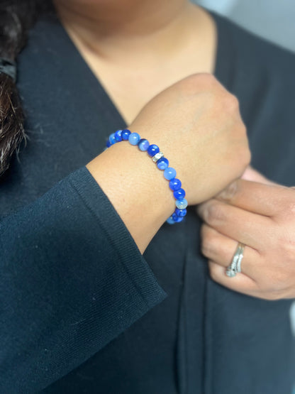 Blue Dyed Agate Bracelet w/Crystals Ladies Semi Precious Stones Ages 16+ Multiple Variation Listing Women's Jewelry