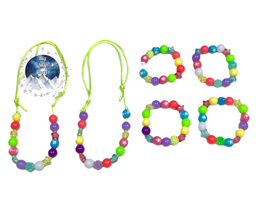 Neon Stars Rainbow MINI BEAD Bubblegum Necklace OR Bracelet Multicolor Ages 3+ Summer Multiple Variation Listing