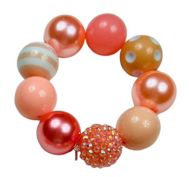 Coral/Peach Chunky Bubblegum Necklace OR Bracelet Ages 3+ Spring Summer Easter Multiple Variation Listing