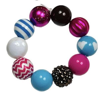 Pink, Brown, & Blue Chunky Bubblegum Necklace OR Bracelet Princess Jewelry Ages 3+ Winter