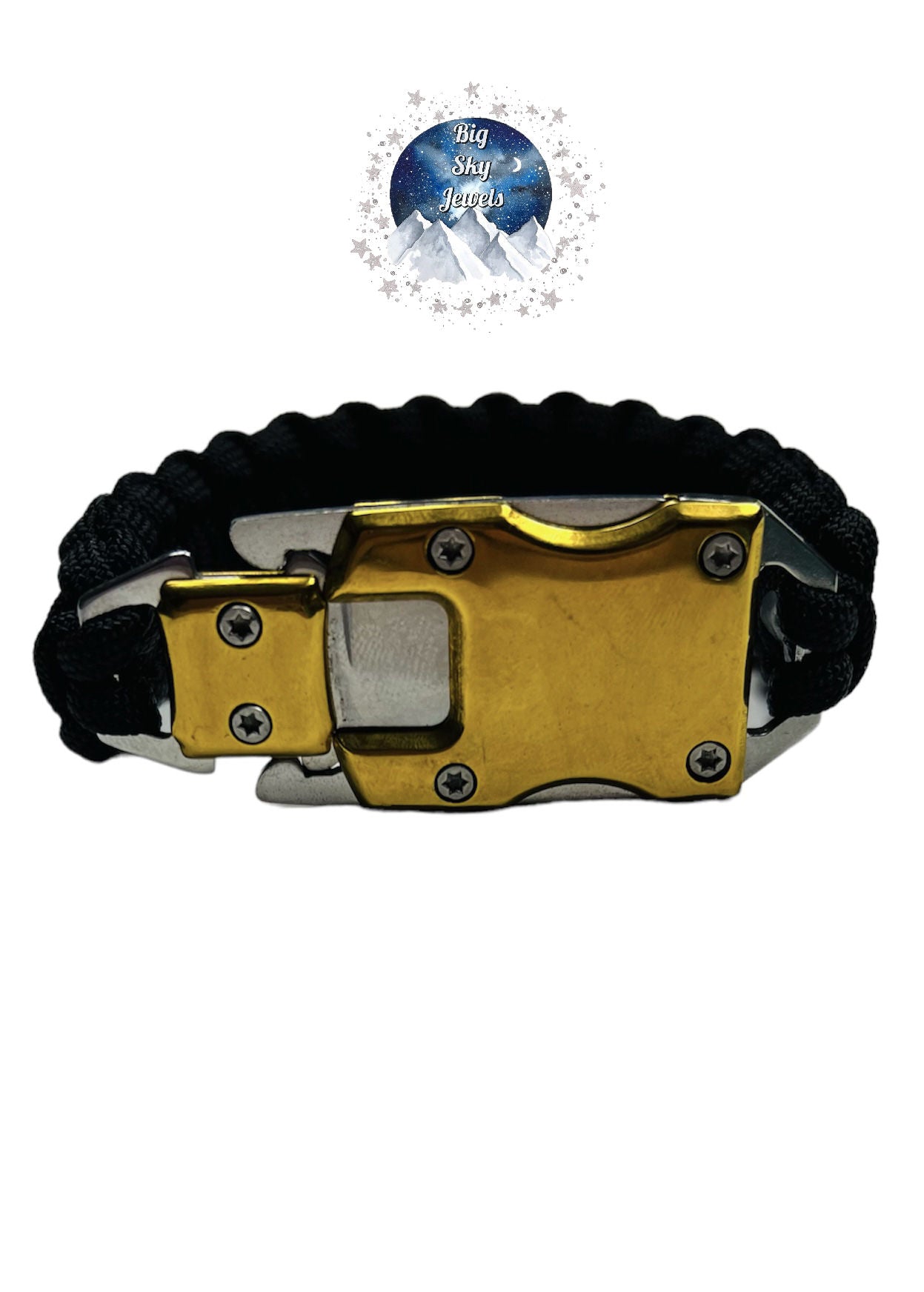 ONE 550 Paracord Survival Knife Bracelet Stainless Steel Gold