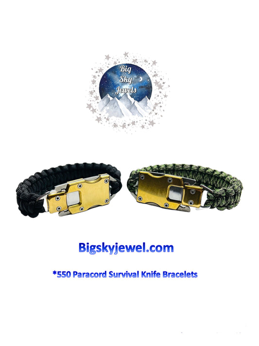 ONE 550 Paracord Survival Knife Bracelet Stainless Steel Gold Color Knife Buckle.  Multiple Color Option listing Ages 18+, Adults only Hunting Hiking Fishing Every Day Carry