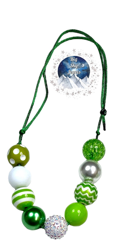 "St. Patricks Day" (White, Lime, Green) Chunky Bubblegum Necklace OR Bracelet Ages 3+ Spring Summer