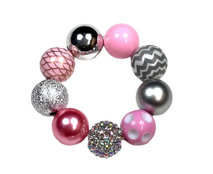 Pink & Silver Chunky Bubblegum Necklace OR Bracelet Ages 3+ Summer Spring Multiple Variation Listing