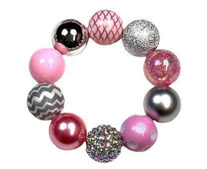 Pink & Silver Chunky Bubblegum Necklace OR Bracelet Ages 3+ Summer Spring Multiple Variation Listing