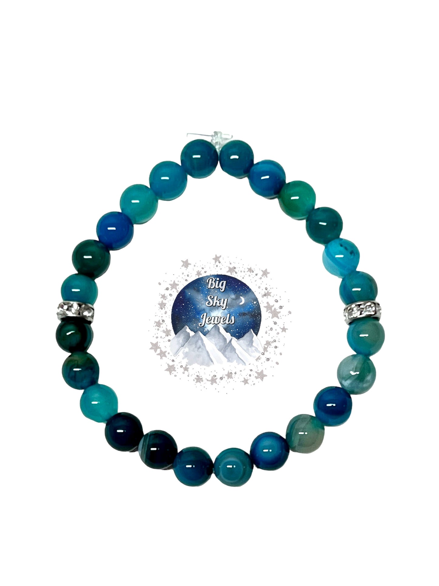 Deep Sky Dyed Agate Bracelet w/Crystals Ladies Semi Precious Stones Ages 16+ Multiple Variation Listing Women's Jewelry