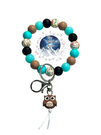 Owl Wristlet Keychain Silicone, Brown, White, OR Gray Ages 8+ Kids or Ladies Moms Men Multiple Variation Listing